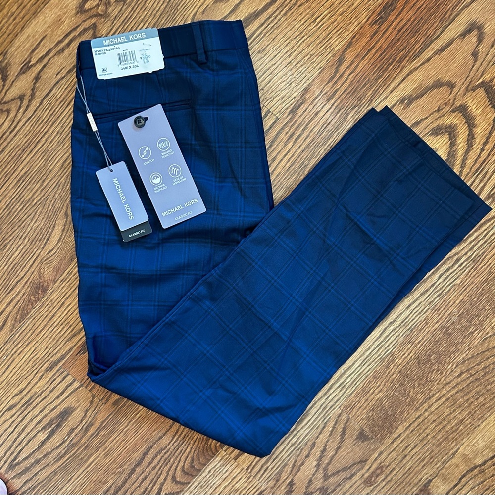 Michael Kors Navy Checkered Trousers